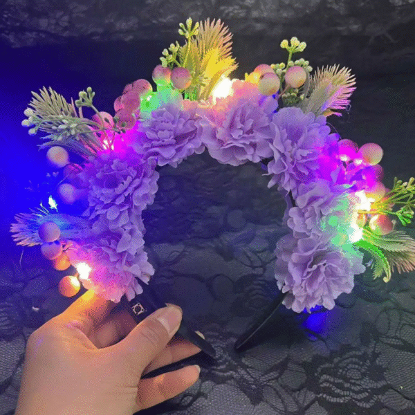 Diadema Flor Lila con Luz Led