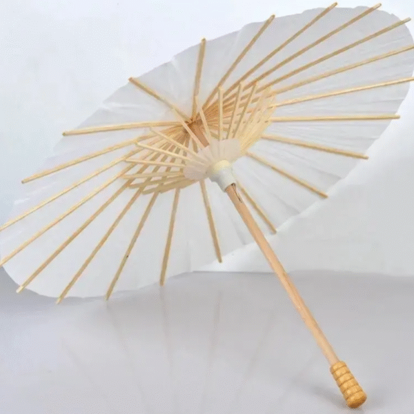 Abanicos Blancos de Papel con Mango Plástico x 12 Unidades