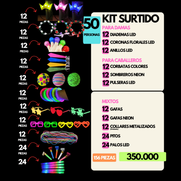 KITS HORA LOCA (13) Kit Surtido Para 50 Personas